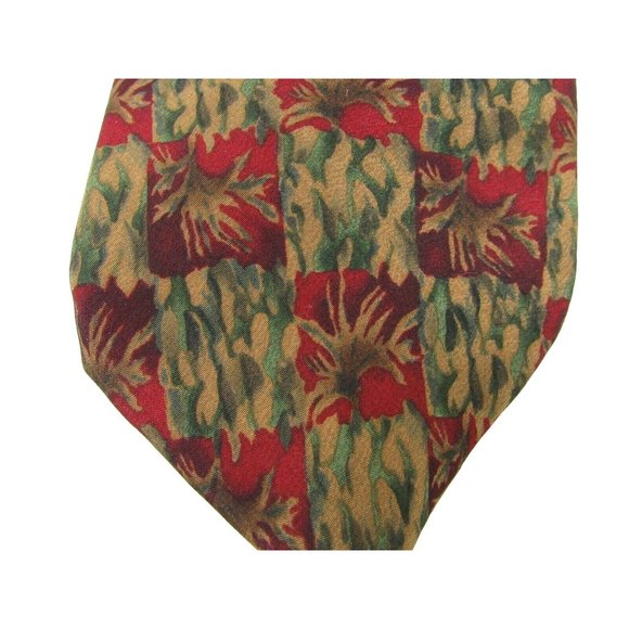 Men's Necktie J Garcia Tie Landscape With Eye Green Gold Burgandy 100% Silk - Picture 2 of 4